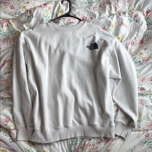 The North Face White Pullover Crew Sweatshirt with Black Logo
